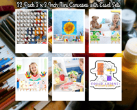 32 Pack 3 x 3 Inch Mini Canvases with Easel Sets