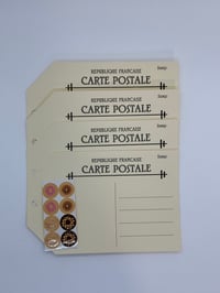 Image 3 of Linen Textured Post Card Tags with Punched Hole,  Printed one Side for Mailing Purposes, Hole Rei...