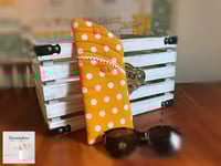 Image 1 of Orange with White Polka Dotted Eyeglass sunglass case with double side pockets and snap cl-70284b98