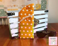 Image 3 of Orange with White Polka Dotted Eyeglass sunglass case with double side pockets and snap cl-70284b98