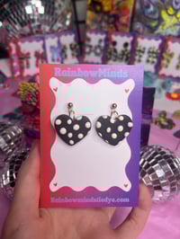 Image 1 of Polka dot heart earrings 