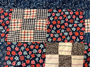 Image of Red & Blue Cotton Patchwork Quilt Top