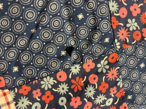 Image of Red & Blue Cotton Patchwork Quilt Top