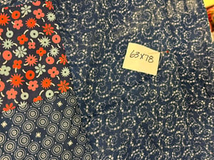 Image of Red & Blue Cotton Patchwork Quilt Top