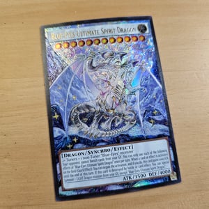 Image of Blue-Eyes Ultimate Spirit Dragon Etched and Hand-Painted Full Art Card