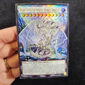 Image of Blue-Eyes Ultimate Spirit Dragon Etched and Hand-Painted Full Art Card