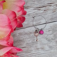 Image 3 of Pink Wine Glass Wine Glass Charm 
