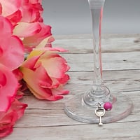 Image 1 of Pink Wine Glass Wine Glass Charm 