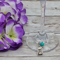 Image 1 of Blue Corkscrew Wine Glass Charm