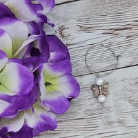 Image 3 of White Butterfly Wine Glass Charm