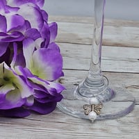 Image 1 of White Butterfly Wine Glass Charm