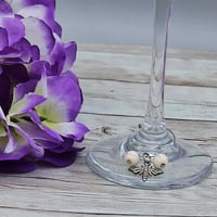 Image 1 of White Moth Wine Glass Charm