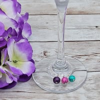 Image 2 of Purple Pink Blue Wine Glass Charm 