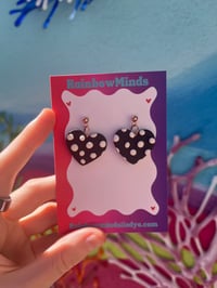 Image 2 of Polka dot heart earrings 