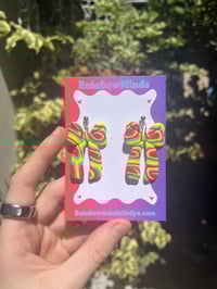 Image 2 of Trippy neon bow earrings 