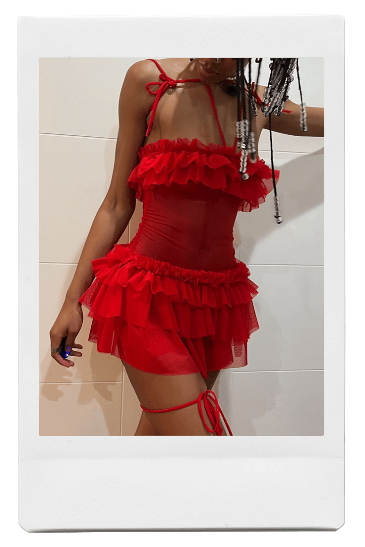 the VIXEN two-piece set, in red