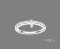 925 Silver Diamond Solitaire Cross Ring in Eternity style