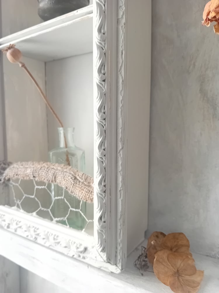 Image of Quirky Antique & Vintage Timber Shelf Box Painted Distressed Display Cubby