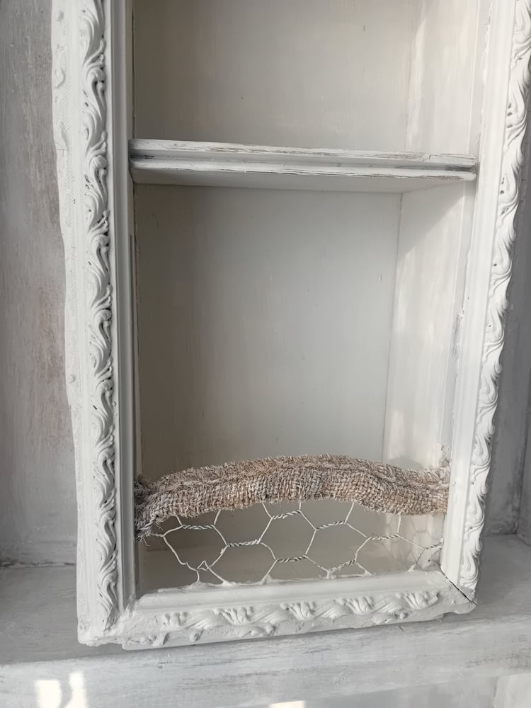 Image of Quirky Antique & Vintage Timber Shelf Box Painted Distressed Display Cubby