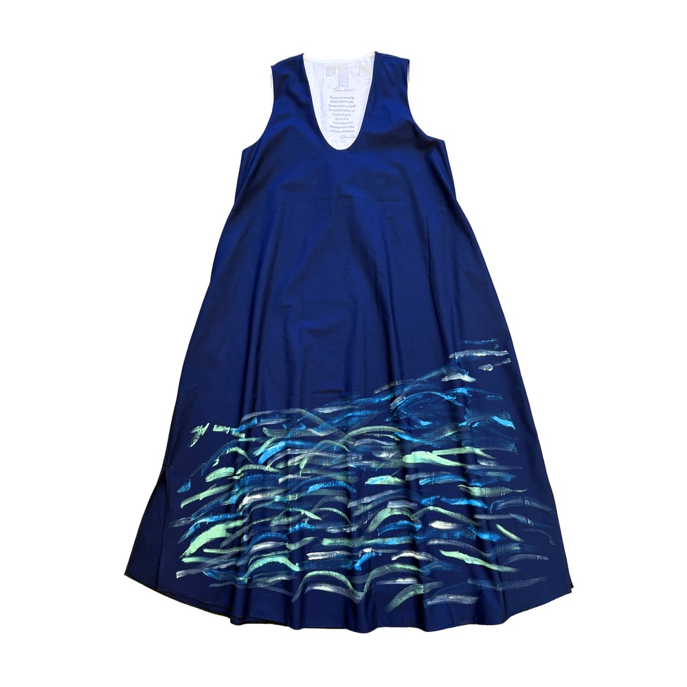 Image of FLARED DRESS WITH "WAVES" PAINTING