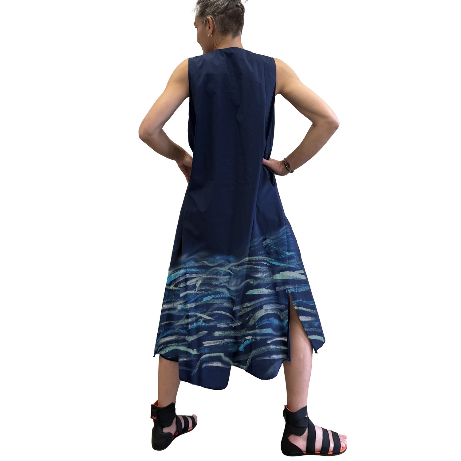 Image of FLARED DRESS WITH "WAVES" PAINTING