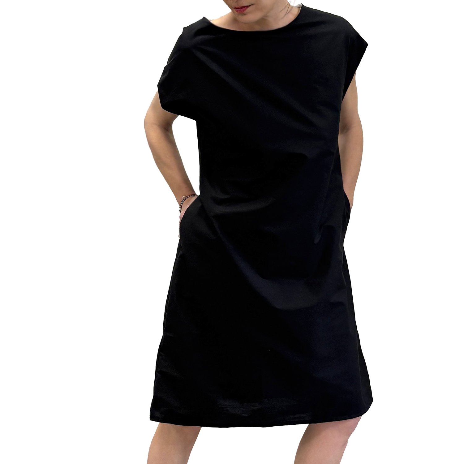 Image of SHORT-SLEEVED COTTON DRESS WITH ABSTRACT PAINTING