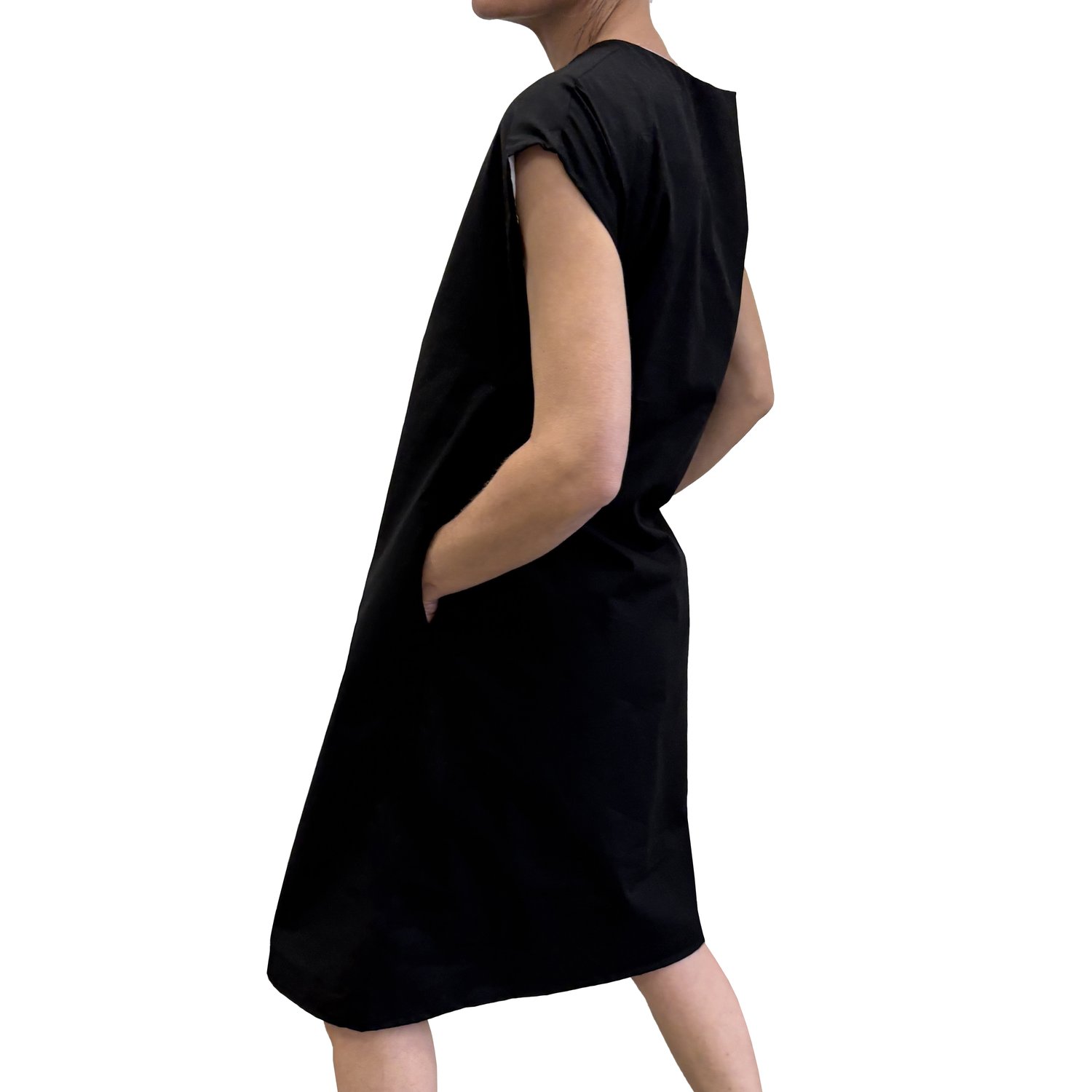 Image of SHORT-SLEEVED COTTON DRESS WITH ABSTRACT PAINTING