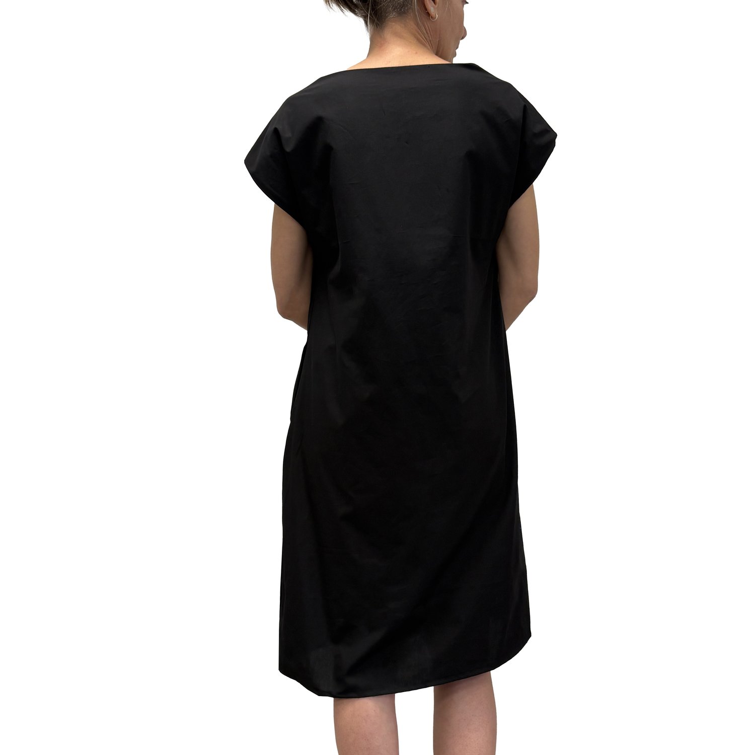 Image of SHORT-SLEEVED COTTON DRESS WITH ABSTRACT PAINTING