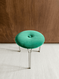 Image 2 of Tabouret "Tacke" à 3 pieds avec assise en velours - des années 60