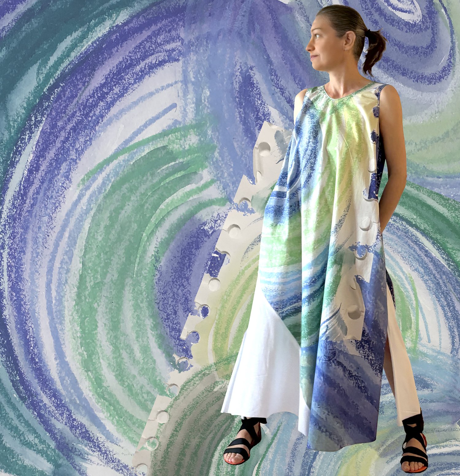 Image of SLEEVELESS DRESS IN ORGANIC COTTON