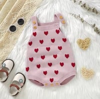 Image 4 of Arabella Knit Romper - Rose Ruffle / Sweet Pea