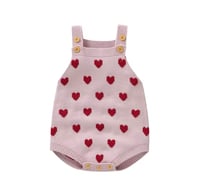 Image 2 of Arabella Knit Romper - Rose Ruffle / Sweet Pea