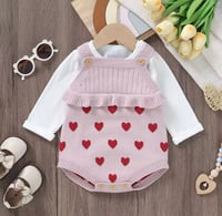 Image 5 of Arabella Knit Romper - Rose Ruffle / Sweet Pea