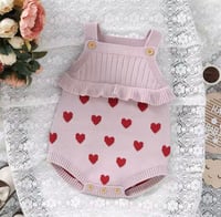 Image 7 of Arabella Knit Romper - Rose Ruffle / Sweet Pea