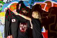 Image 13 of Stretch GAP shirt with La Rocka Rising Sun decals