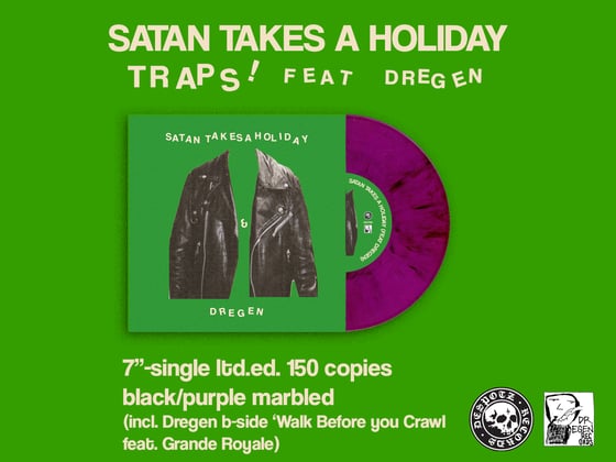 Image of Satan Takes A Holiday - Traps! (Feat Dregen) 7"-limited edition (Black/Purple marble)