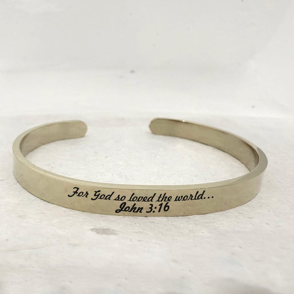 Image of For God so loved the world… John 3:16. Bible Verse Bracelet Jewelry for Christians