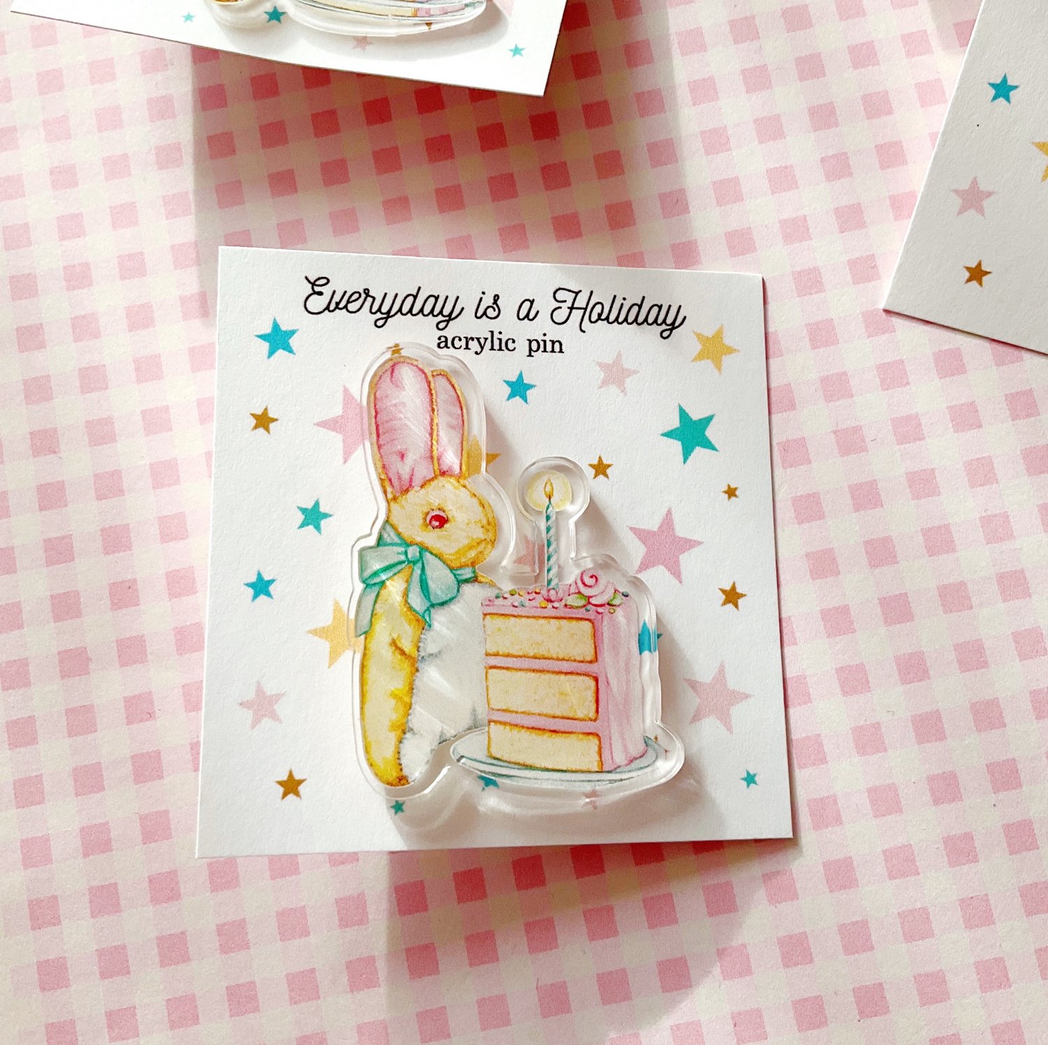 Image of Bunny with Cake acrylic pin 