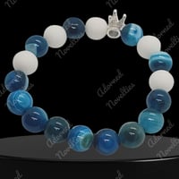 Image 2 of ANA826109 - Blue Agate, Stripe Pattern Beads