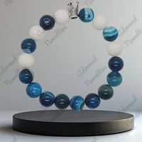 Image 3 of ANA826109 - Blue Agate, Stripe Pattern Beads