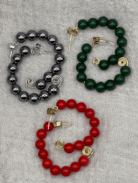 Image 1 of Crystal Gemstone Beaded Earrings