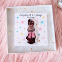Image 1 of Chocolate Bunny acrylic pin 