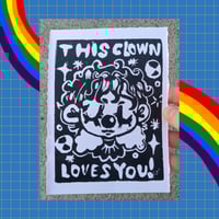 Clown Postcard Linocut (Re-cut Version)