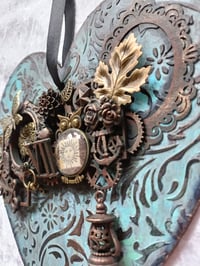 Image 2 of HEART SHAPED MIXED MEDIA WALL HANGING ART