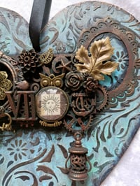 Image 3 of HEART SHAPED MIXED MEDIA WALL HANGING ART