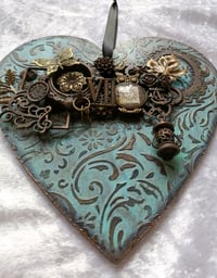 Image 4 of HEART SHAPED MIXED MEDIA WALL HANGING ART