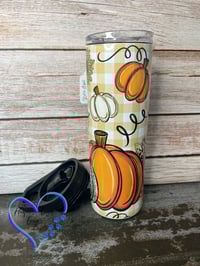 Image 1 of 20oz Plaid Pumpkin Sublimation Tumbler 
