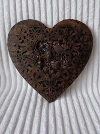 Image 1 of HEART SHAPED MIXED MEDIA WALL ART