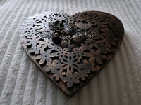 Image 3 of HEART SHAPED MIXED MEDIA WALL ART