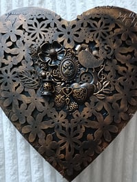 Image 4 of HEART SHAPED MIXED MEDIA WALL ART